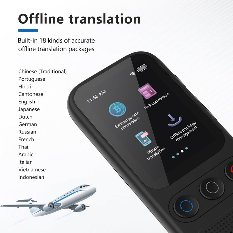 Rodxegu Store Language Translator Device, 138 Languages Supported, Instant Offline Language Translator Device, Voice Translator Offline, Portable Two-Way Real-Time Language Translator for Travel Business Learning - Image 4